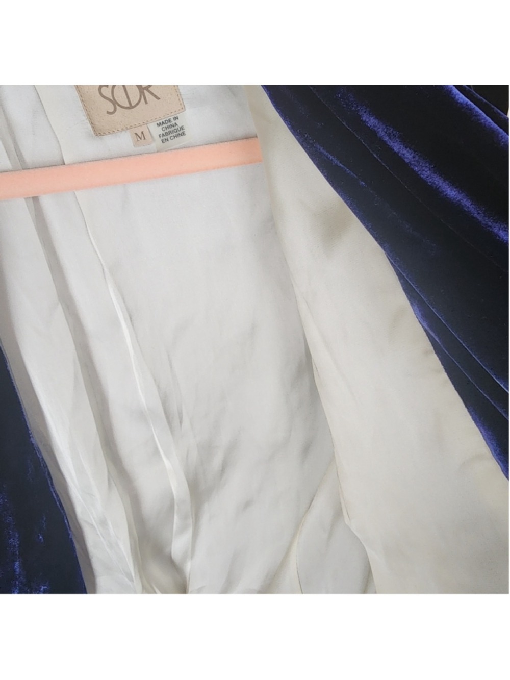 Chaser Velvet Dip Dye Blazer Blue Champagne Silk Blend Open Front - Picture 9 of 9